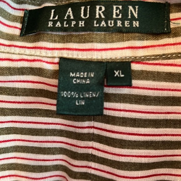 Lauren Ralph Lauren green label. XL blouse. Linen button down. - Picture 2 of 4